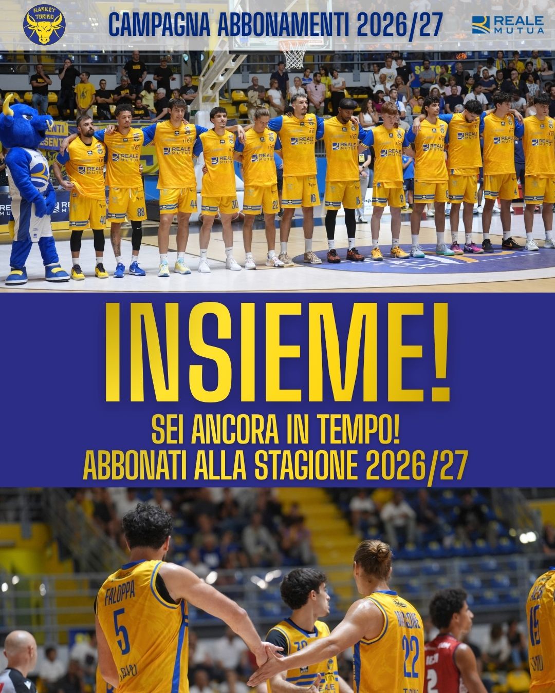 Sei ancora in tempo! Abbonati alla stagione della Reale Mutua Basket Torino

